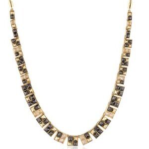 NWOT nOir Jewelry Twisted Chain Necklace in 18k Gold Plated Brass, Black & CZ